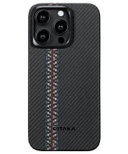 Чехол-накладка Pitaka Fusion Weaving MagEZ Case 4 Rhapsody600D для iPhone 15 Pro, арамид (кевлар), черный/красный/синий - 0
