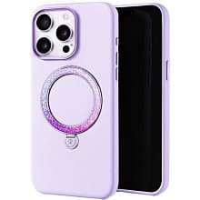 Чехол-накладка PYNANA Dancing Circle для iPhone 16 Pro, экокожа, фиолетовый - 2
