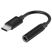 Переходник PERO AD09 USB-C / jack 3.5mm, черный - 0