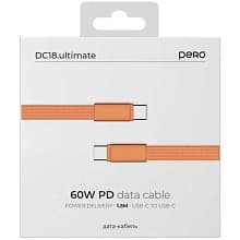 Кабель PERO DC18 USB-C / USB-C, 3A, 60Вт 1,5м, оранжевый - 1
